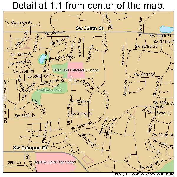 Federal Way, Washington road map detail