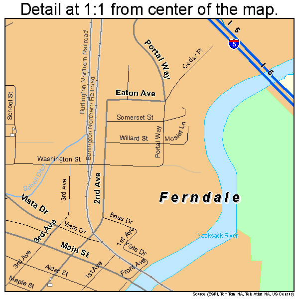Ferndale, Washington road map detail