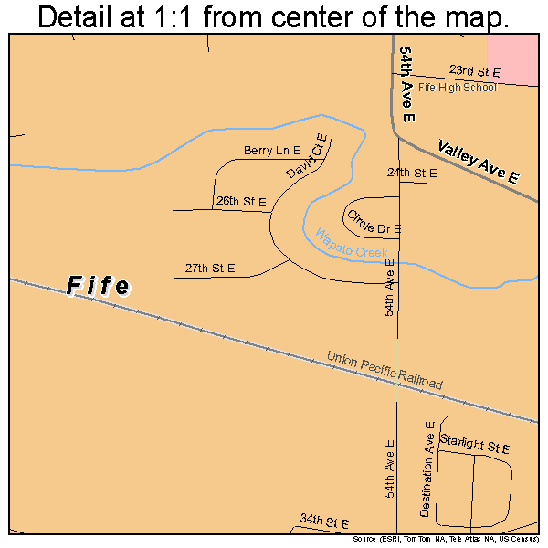 Fife, Washington road map detail