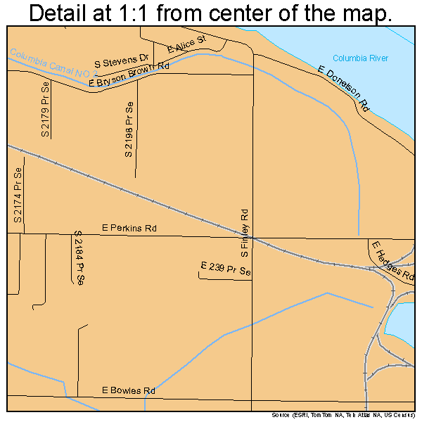 Finley, Washington road map detail