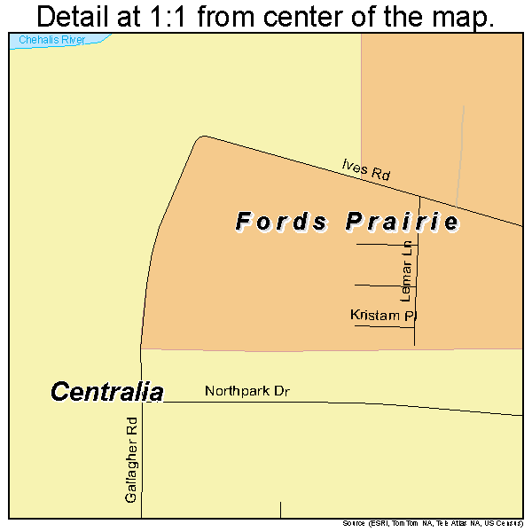 Fords Prairie, Washington road map detail