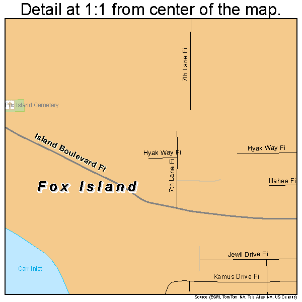 Fox Island, Washington road map detail