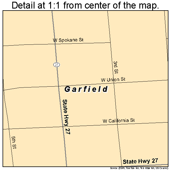 Garfield, Washington road map detail