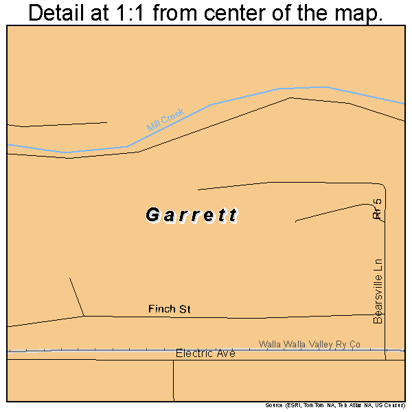 Garrett, Washington road map detail