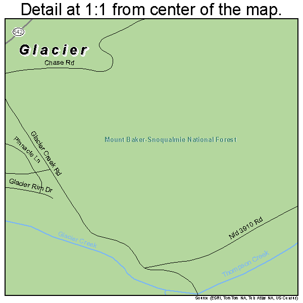 Glacier, Washington road map detail