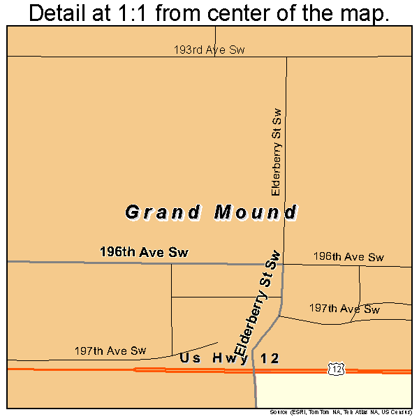 Grand Mound, Washington road map detail