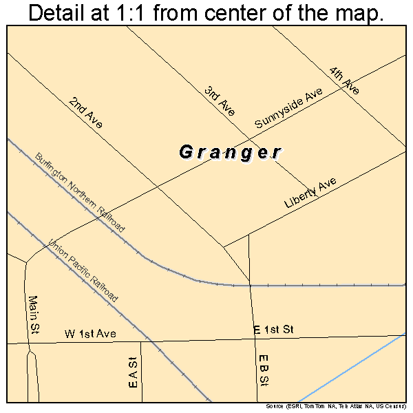 Granger, Washington road map detail