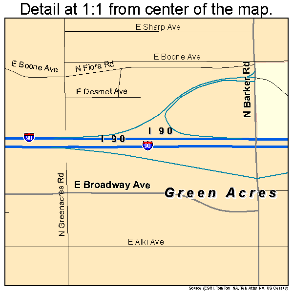 Green Acres, Washington road map detail