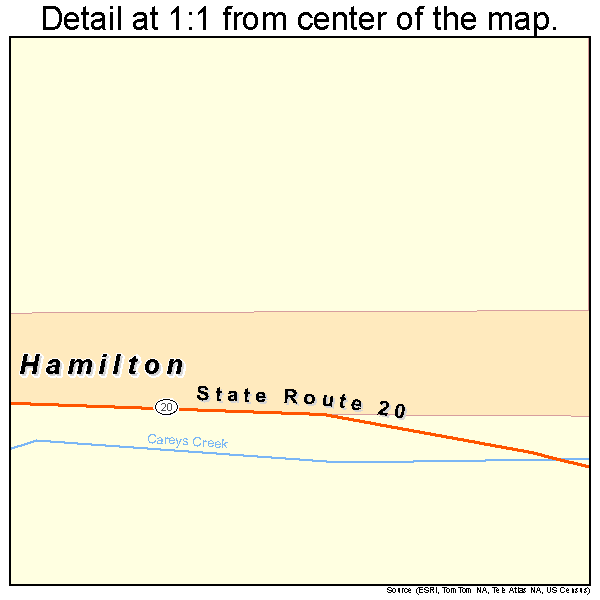 Hamilton, Washington road map detail