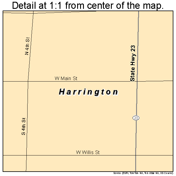 Harrington, Washington road map detail