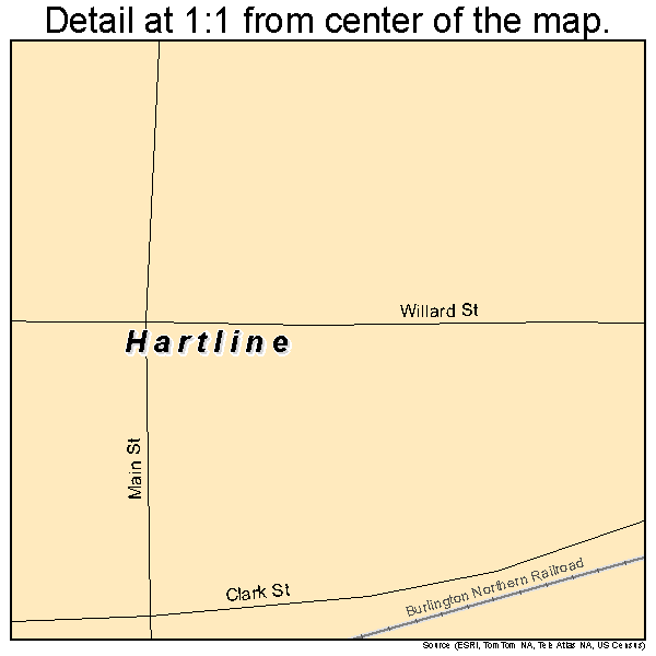 Hartline, Washington road map detail