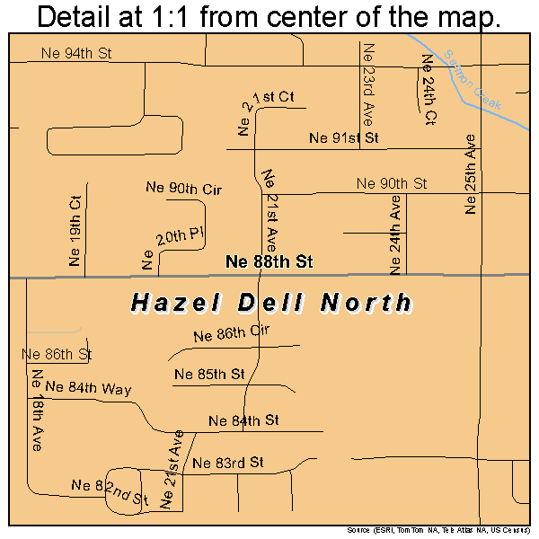 Hazel Dell North, Washington road map detail