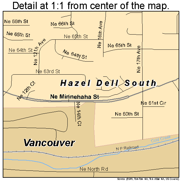 Hazel Dell South, Washington road map detail