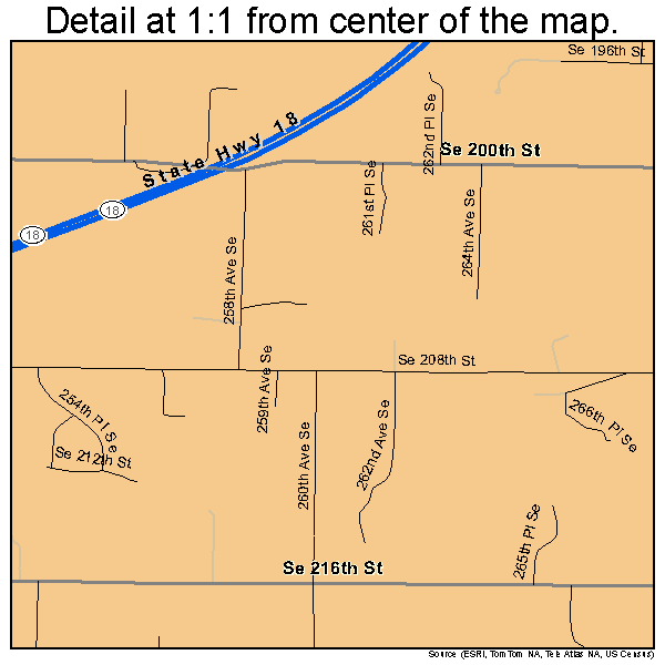 Hobart, Washington road map detail