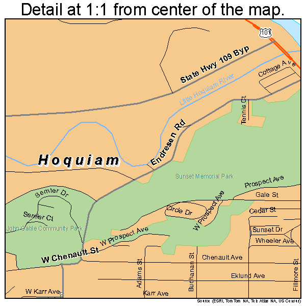 Hoquiam, Washington road map detail