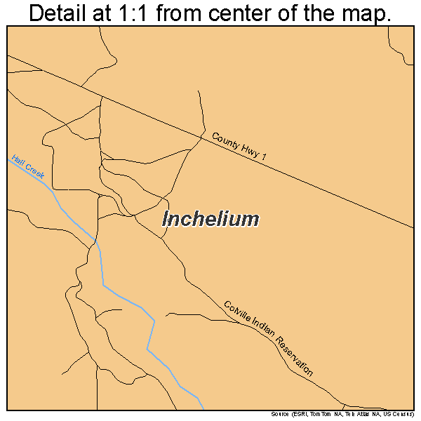 Inchelium, Washington road map detail