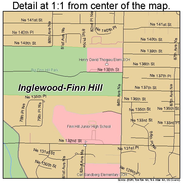 Inglewood-Finn Hill, Washington road map detail