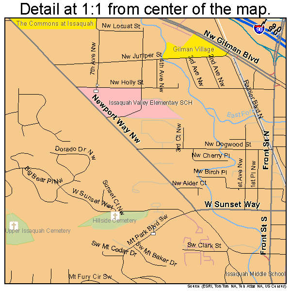Issaquah, Washington road map detail