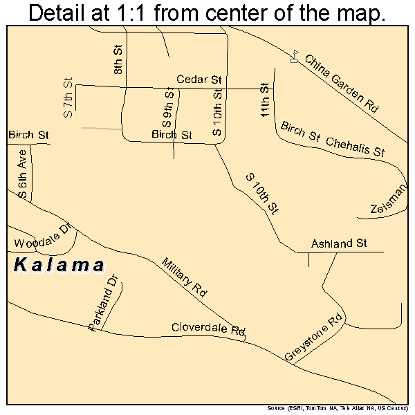 Kalama, Washington road map detail