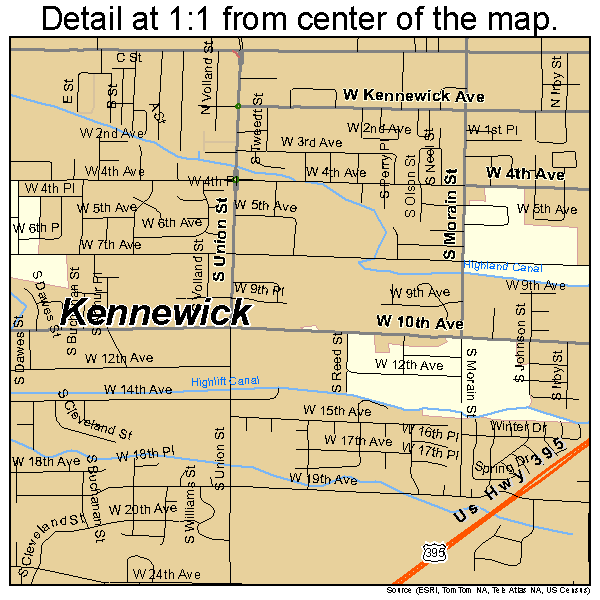 Kennewick, Washington road map detail