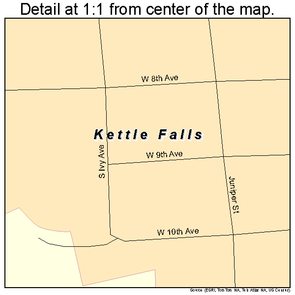 Kettle Falls, Washington road map detail