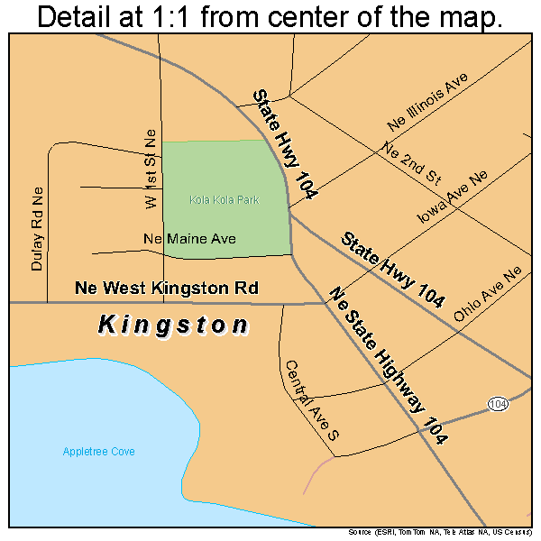 Kingston, Washington road map detail