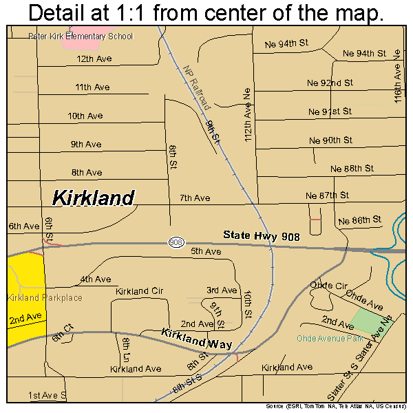 Kirkland, Washington road map detail