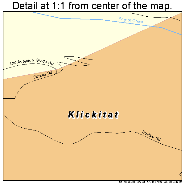 Klickitat, Washington road map detail