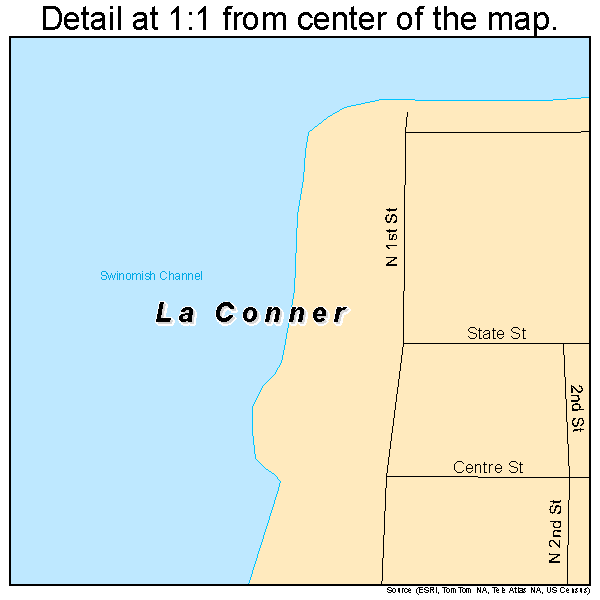 La Conner, Washington road map detail