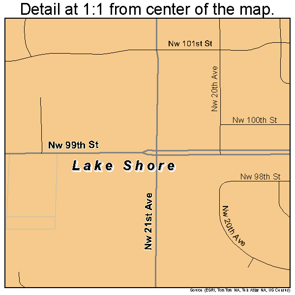 Lake Shore, Washington road map detail
