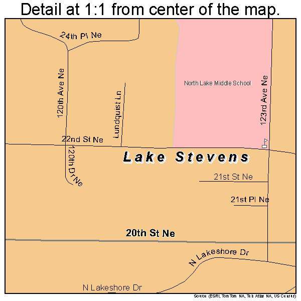 Lake Stevens, Washington road map detail