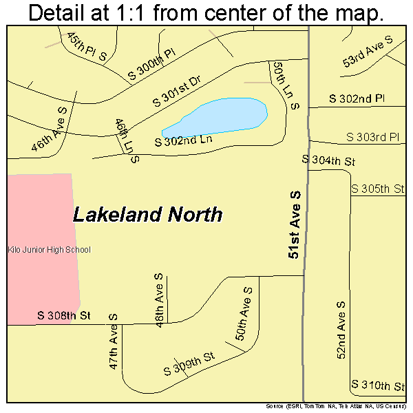 Lakeland North, Washington road map detail