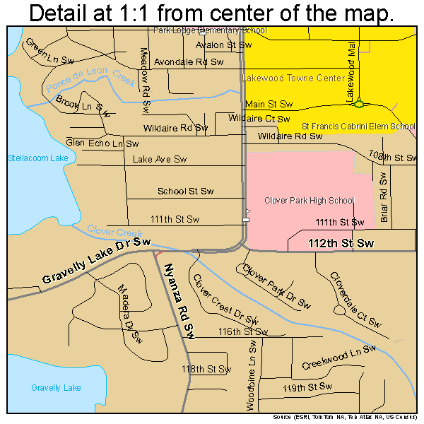 Lakewood, Washington road map detail