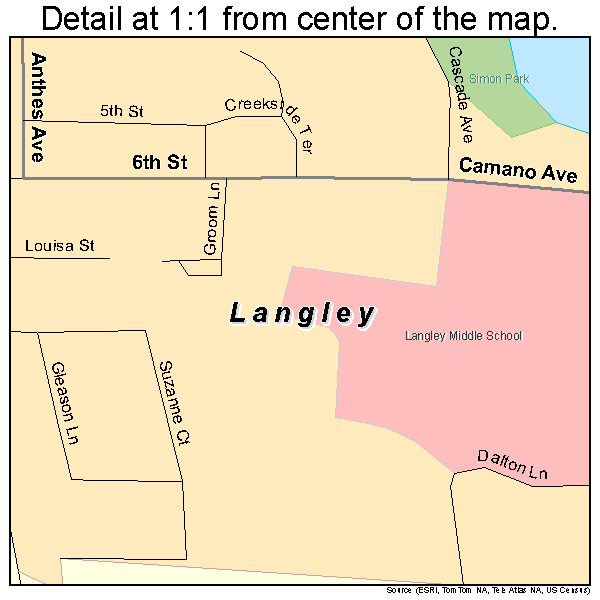 Langley, Washington road map detail