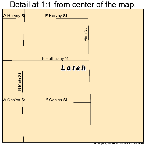 Latah, Washington road map detail