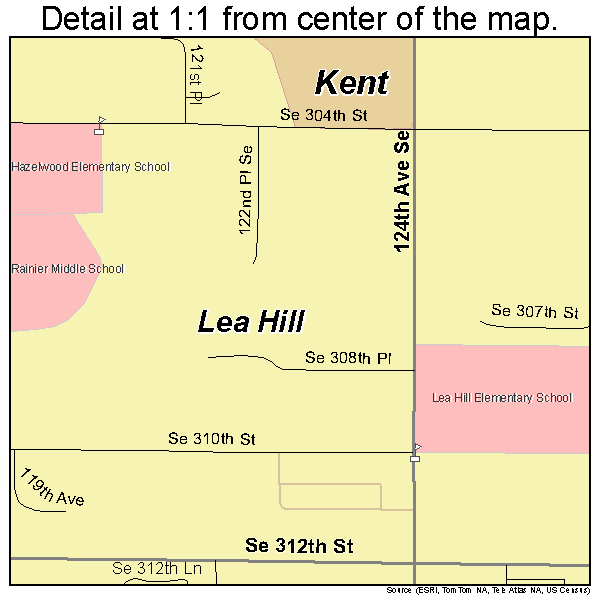 Lea Hill, Washington road map detail