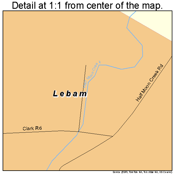 Lebam, Washington road map detail