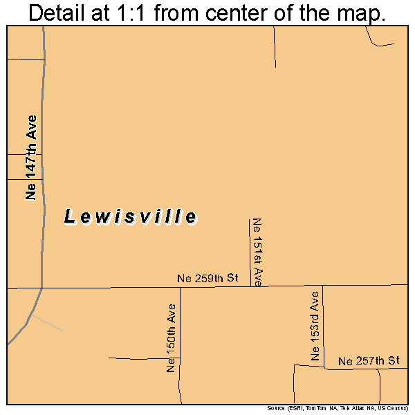 Lewisville, Washington road map detail