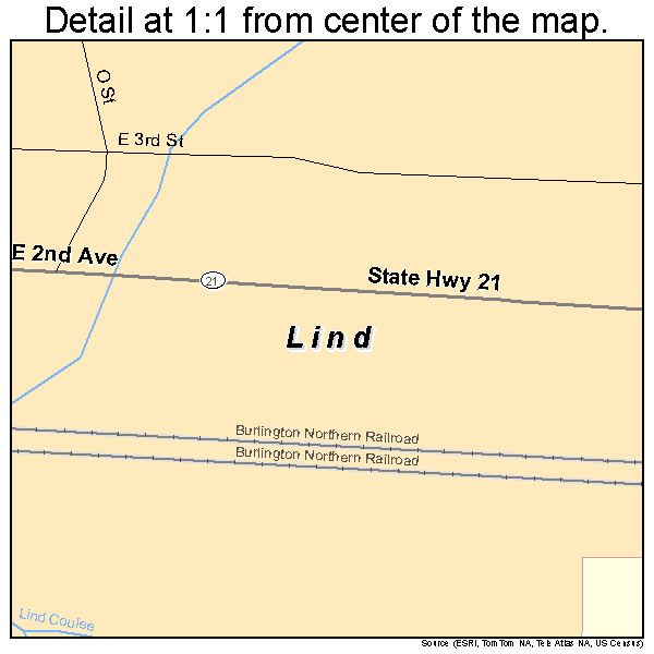 Lind, Washington road map detail