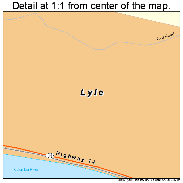 Lyle, Washington road map detail