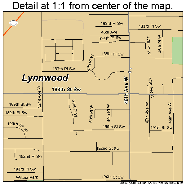 Lynnwood, Washington road map detail