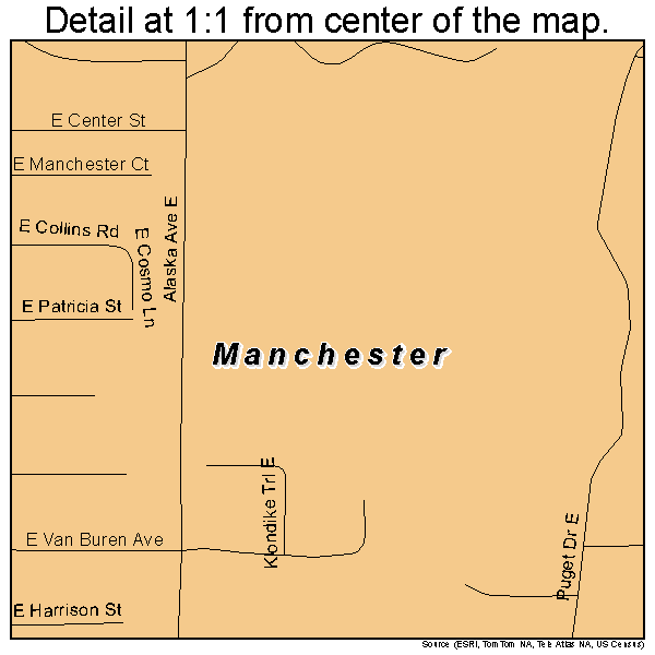 Manchester, Washington road map detail