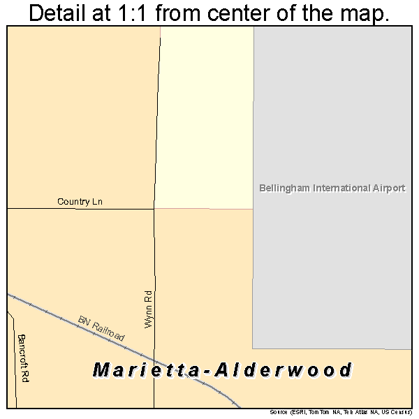 Marietta-Alderwood, Washington road map detail