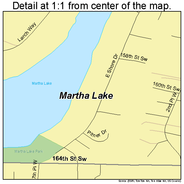 Martha Lake, Washington road map detail