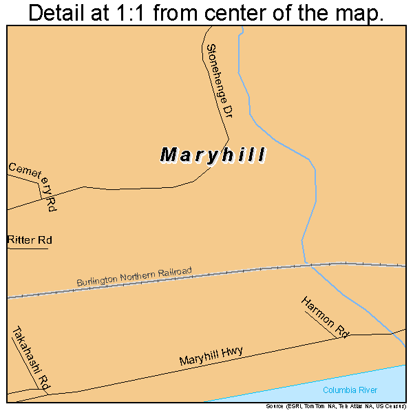 Maryhill, Washington road map detail