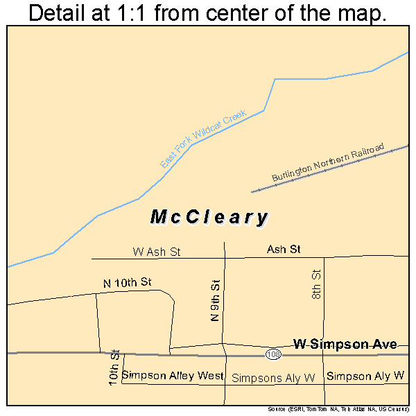 McCleary, Washington road map detail