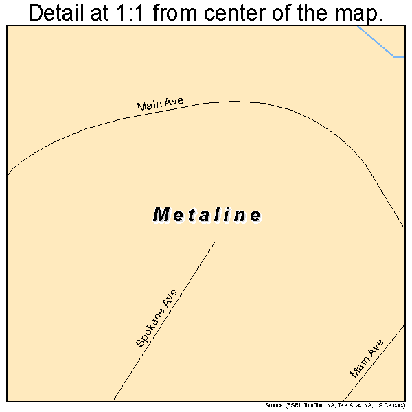 Metaline, Washington road map detail