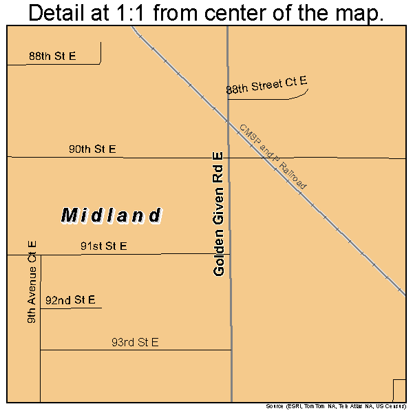 Midland, Washington road map detail