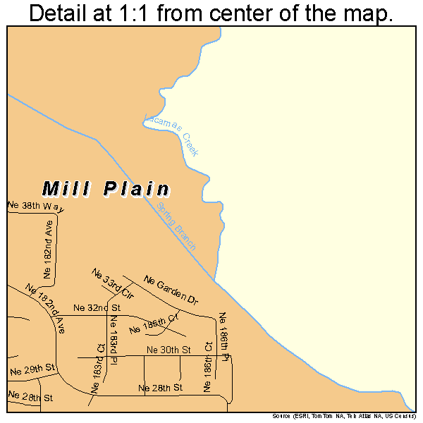 Mill Plain, Washington road map detail