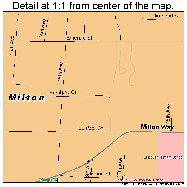 Milton, Washington road map detail